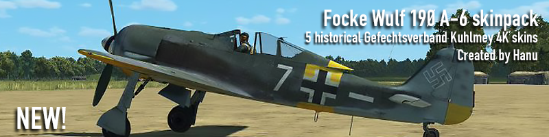 6 historical Gefechtsverband Kuhlmey FW 190 A-6 4K skins. 6 historical Gefechtsverband Kuhlmey FW 190 A-6 4K skins.